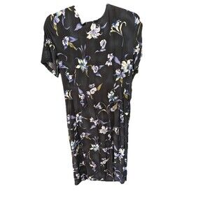 Impressions Of California Women’s Short Sleeve Floral Navy Blue Long Dress